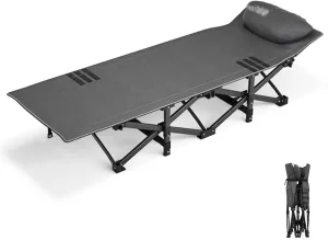 YVYKFZD Folding Camping Cot, Portable Camping Bed for Adults, Lightweight Sleeping Cots with Headrest Design, Supports 374 lbs, Office Nap and Beach Vocation (Color : A, Size : 190x71x36cm)