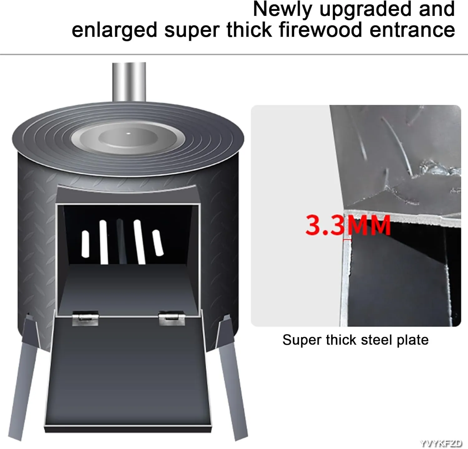 YVYKFZD Portable Camping Stove, Detachable Wood Stove, Outdoor Hot Tent Wood Burning Stove, for 2 to 3 People Camping, Picnic, BBQ, Hunting, Fishing (Size : 72x35cm/28.3x13.7in)