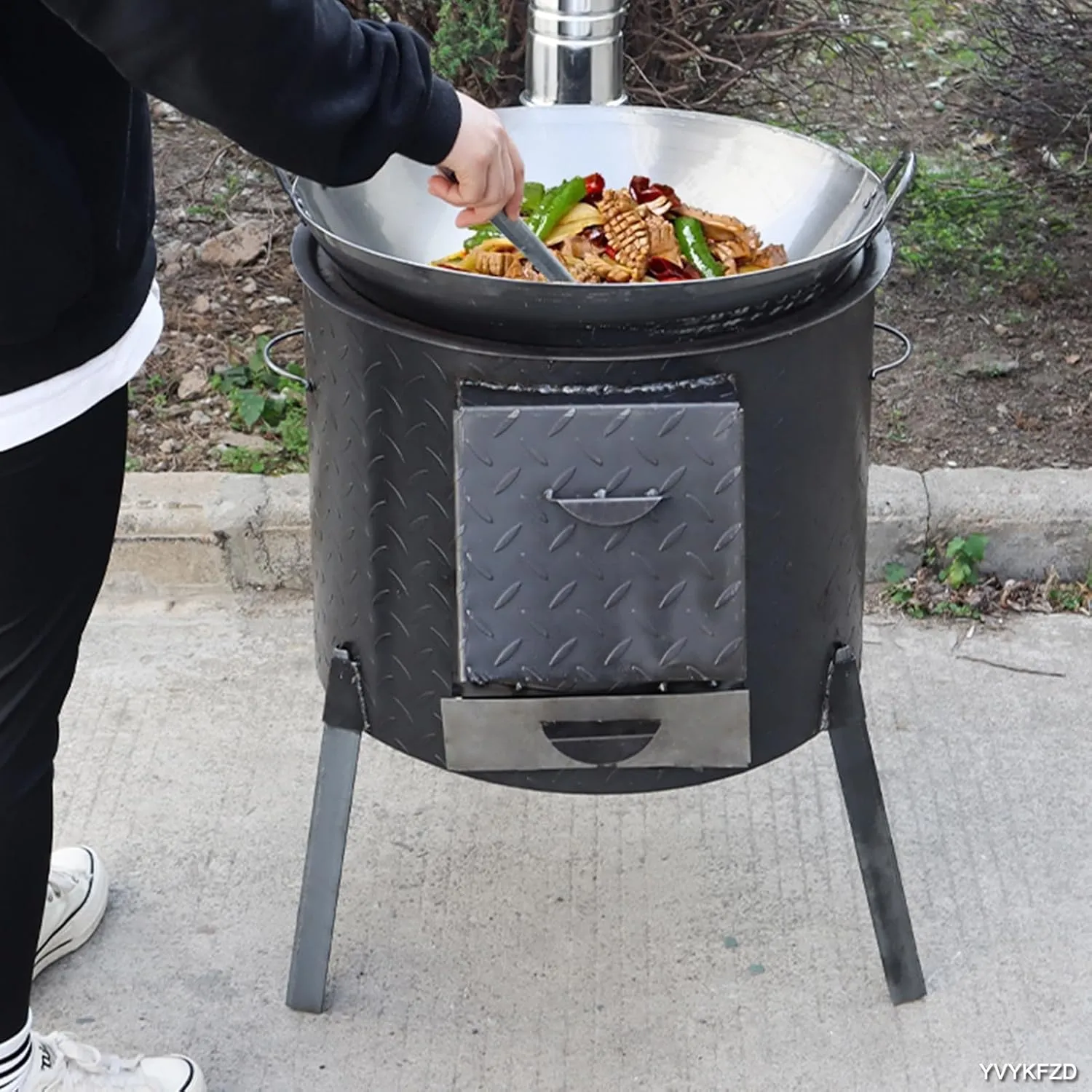 YVYKFZD Portable Camping Stove, Detachable Wood Stove, Outdoor Hot Tent Wood Burning Stove, for 2 to 3 People Camping, Picnic, BBQ, Hunting, Fishing (Size : 72x35cm/28.3x13.7in)