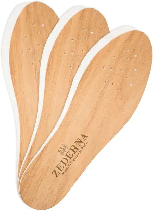 Zederna Cedar Wood Shoe Insoles Men & Women, 3 Pairs, Against Foot & Shoe Odor, Shoe Inserts for Women & Men, Shoe Odor Absorber, Against Smelly Feet. Natural Cedar Sole Inserts, Shoe Deodorizer