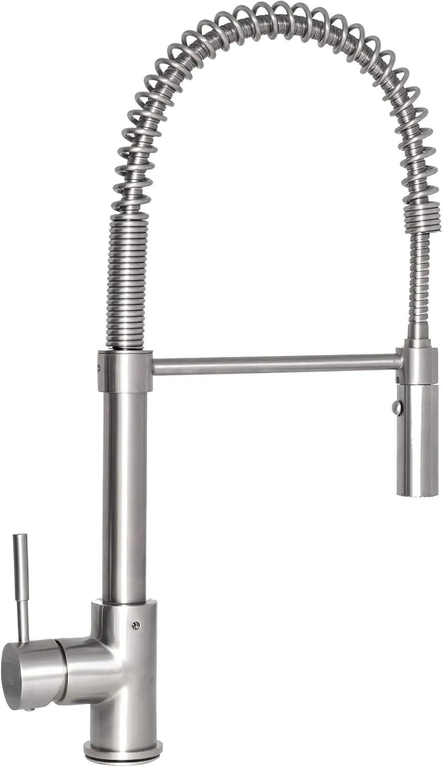 ZLine SRA-KF-BN Sierra Pull Down Spring Kitchen Faucet, Brushed Nickel; PVD Technology; Powerful Spray Options; 360-Degree Swivel Technology; Lock-in Design; Durable Construction
