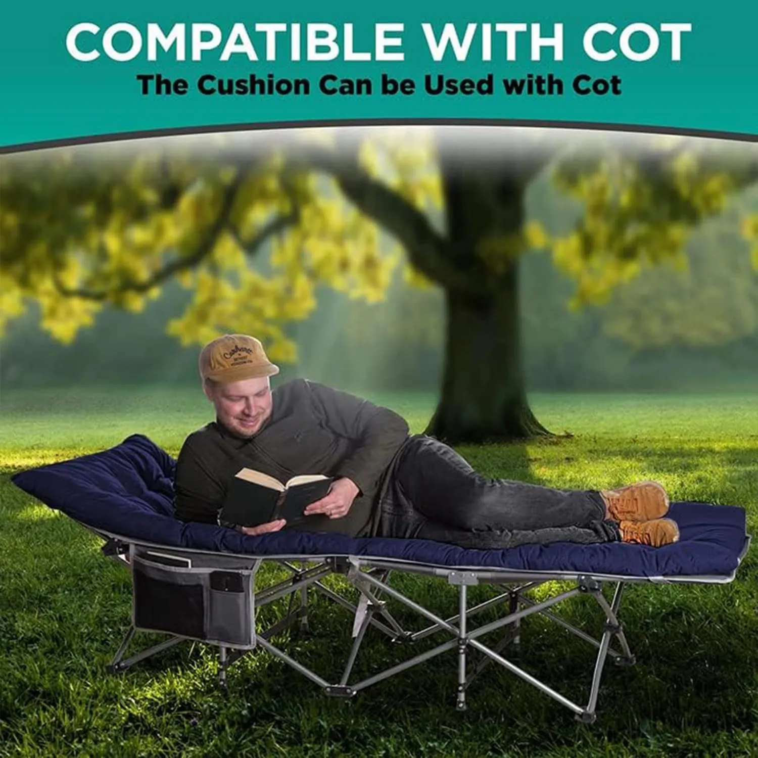 Zone Tech Camping Cot Mattress Pad Premium Quality Outdoor Comfortable Thicker Cotton Sleeping Cot Lightweight Waterproof Bottom Pad Mattress for Adult, Kid