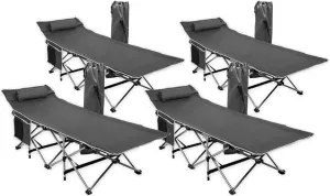 Zone Tech Folding Outdoor Travel Cot-Classic Grey Premium Quality Lightweight Portable Heavy Duty Adult and Kids Travel Cot with Large Pocket-Perfect for Hiking, Camping, and Outdoor Activity