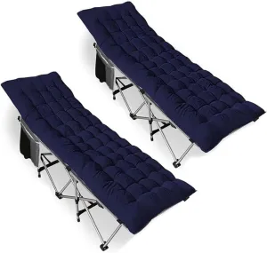 ZONETECH Folding Outdoor Camping Travel Cot and Pad - Premium Quality Lightweight Portable Heavy Duty Adult & Kids w/Large Pocket and Cushion (Gray & Blue 1-Pack)