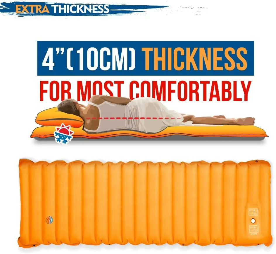 ZOOOBELIVES Extra Thickness Inflatable Sleeping Pad with Built-in Pump, Most Comfortable Camping Mattress for Backpacking, Car Traveling and Hiking, Compact and Lightweight - Airlive2000
