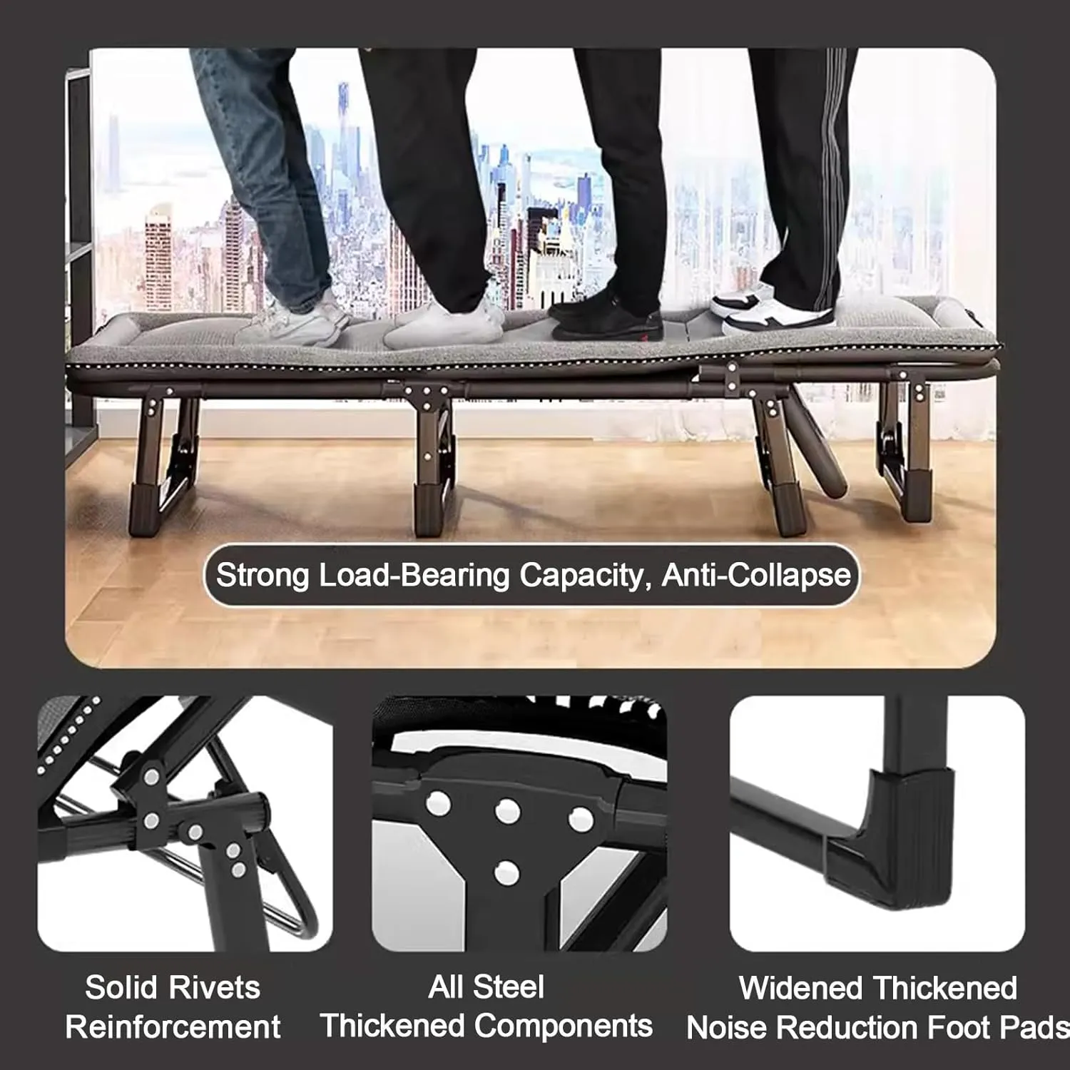 ZTGL B,170x56cm, Reclining Camping Lounge Chair, Reclining Patio Chairs, Folding Recliner Chair for Outdoor Indoor, Portable Folding Camping Cot, Sunbathing Lounge Chairs