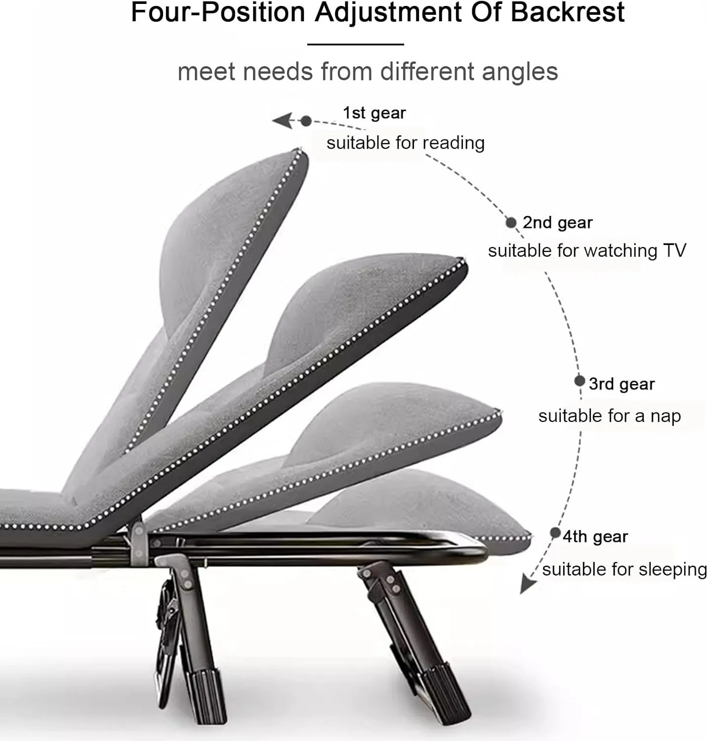ZTGL B,170x56cm, Reclining Camping Lounge Chair, Reclining Patio Chairs, Folding Recliner Chair for Outdoor Indoor, Portable Folding Camping Cot, Sunbathing Lounge Chairs
