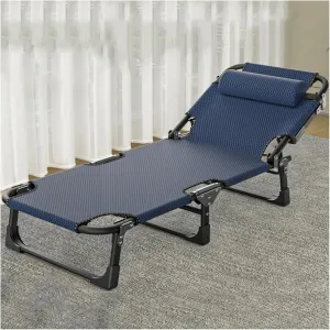 ZTGL Blue a1,193x68cm, Upgraded Adjustable Sun Lounger, Folding Outdoor Lounge Chairs, Patio Recliner, Folding Reclining Chair with Removable Cushion, Camping Cot for Adults